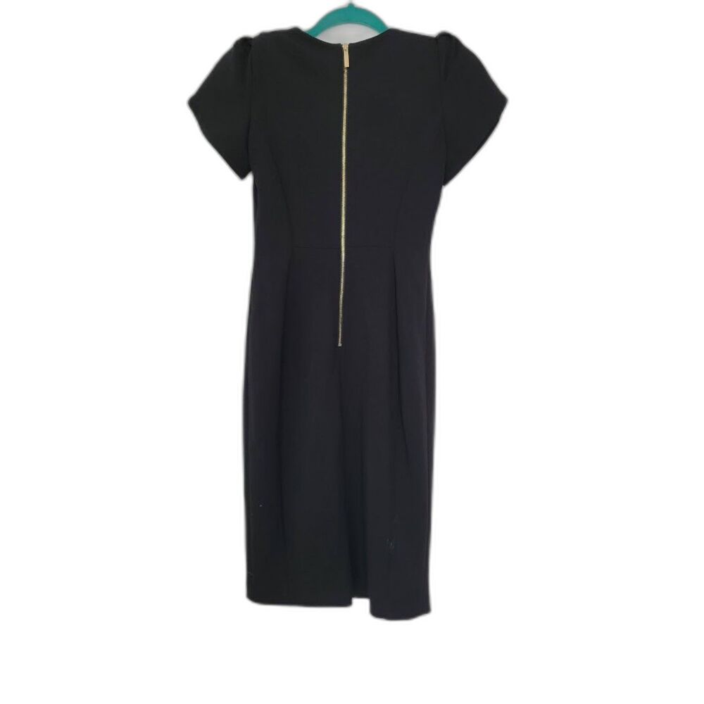 Calvin Klein Women's Little Black A-Line Short Sleeve Dress w Exposed Zip 2 - Picture 2 of 3